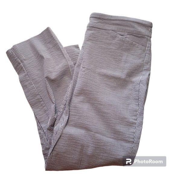 Hilary Radley Blue & White Stripe Seersucker Pants Pull On Crop L - Picture 10 of 10